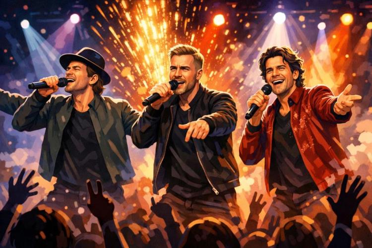 KI-Illustration: Tickets für Take That Tickets für The Circus Live im London Stadium, Pop-Hits, Gäste und Stadiongefühl in London — London Stadium, London — Samstag, 27. Juni 2026