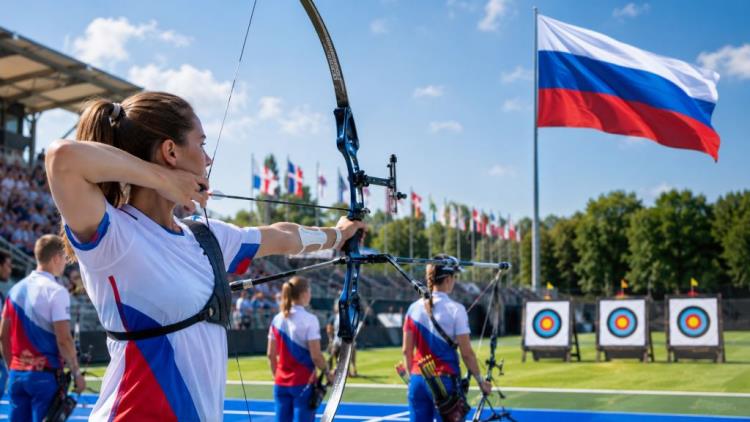 illustration IA: World Archery lève les restrictions visant la Russie: drapeau et hymne reviennent aux compétitions mondiales