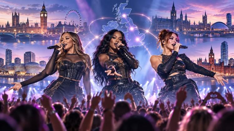 AI illustration: Sugababes announce eight UK concerts for 2027 with a new album and two-night stops in four major cities