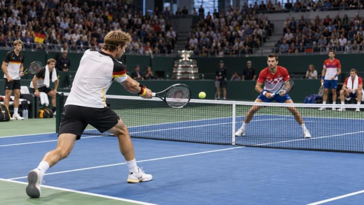 AI illustration: Germany-Croatia at 1-1 in Halle: doubles and Zverev-Prižmić in the battle for a Davis Cup Final 8 place