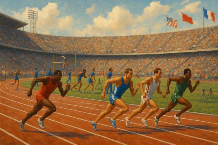 KI-Illustration: Tickets für Diamond League Paris Tickets für Sprint, Stabhochsprung und Hürden mit Duplantis und Lyles im Stade Sébastien Charléty — Stade Sébastien-Charléty, Paris — Sonntag, 28. Juni 2026