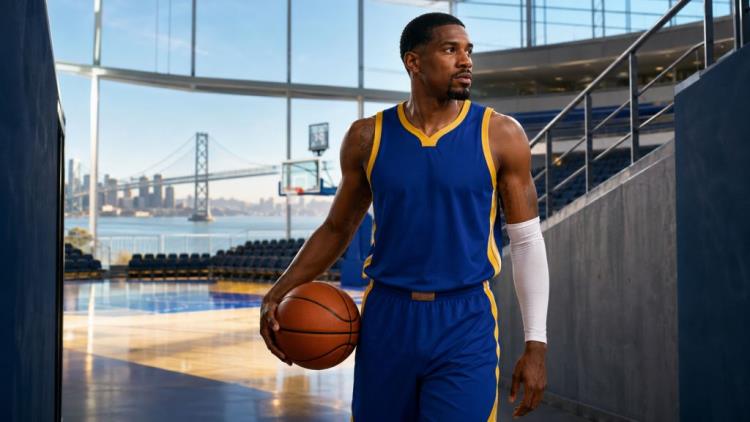 KI-Illustration: De'Anthony Melton lehnt 3,3-Millionen-Option ab und sucht neuen NBA-Marktwert nach Warriors-Comeback 2026