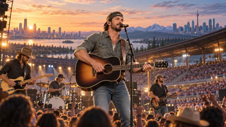 ilustración con IA: Riley Green y las 29 fechas de "That's Just Me Tour" por EE. UU. y Canadá con Muscadine Bloodline y Randy Houser