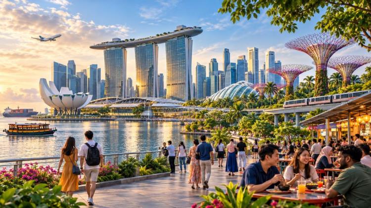 ilustracja AI: Singapur w 2026 roku: Formuła 1 w Marina Bay, turystyka, transport miejski i wielokulturowe dzielnice