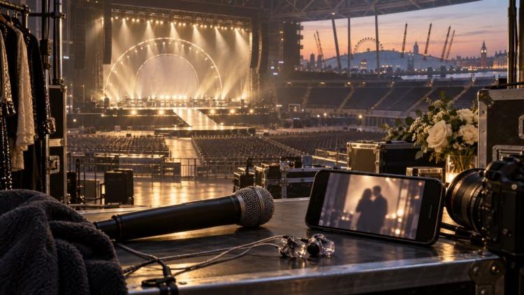 AI illustration: Ariana Grande ends Eternal Sunshine Tour in London as Ricky Álvarez kiss clip draws attention after finale