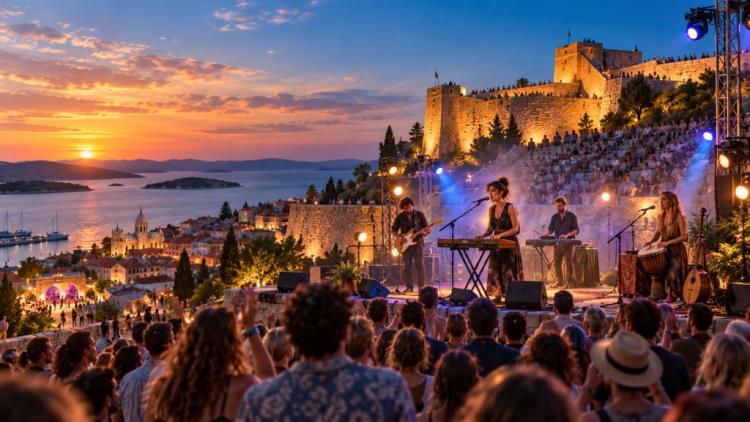 AI illustration: SHIP Festival in Šibenik 2026: Svemirko, TRAMM Trio and Hét Hat Club expand the international lineup