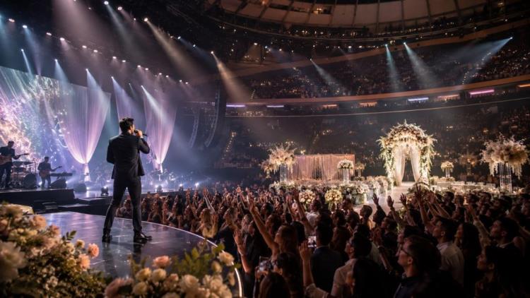 AI illustration: Harry Styles jokes at Madison Square Garden about Taylor Swift and Travis Kelce's New York City wedding