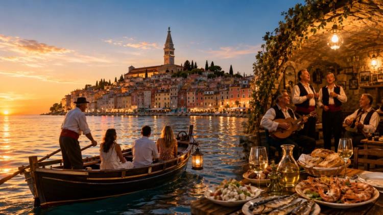 ilustración con IA: Rovinj: paseo en batana y cena en Spàcio Matika el 20 de agosto - programa, precio y reserva obligatoria