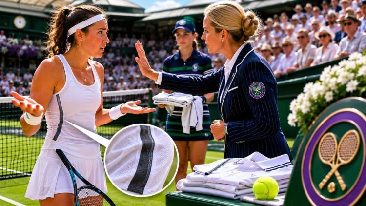KI-Illustration: Wimbledon: Bouzas Maneiro gestoppt wegen dunklem Streifen - strenger 'All-White-Code' im Fokus des Tenniszirkus