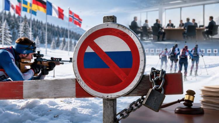 AI illustration: IBU rejects Russia return debate as Russian biathletes remain barred from major international competition
