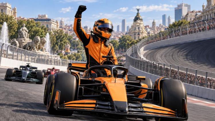 KI-Illustration: Lando Norris holt historischen ersten Madring-Pole und prägt den Auftakt des neuen Spanien-Grand-Prix