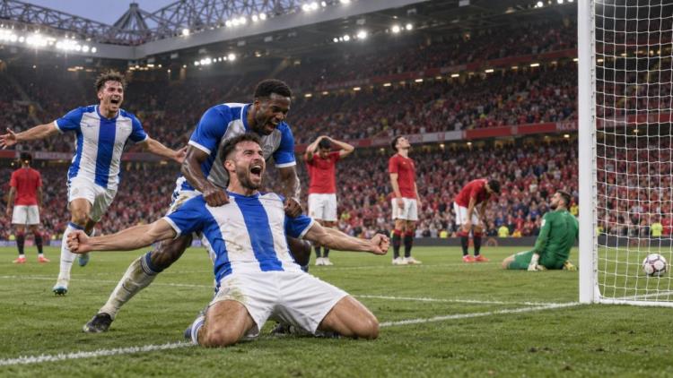 illustration IA: Manchester United éliminé de la Coupe de la Ligue après le retour historique de Brighton à Old Trafford