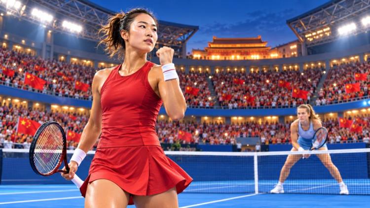 AI illustration: Zheng Qinwen's historic China Open final in Beijing against Mirra Andreeva after a semifinal victory