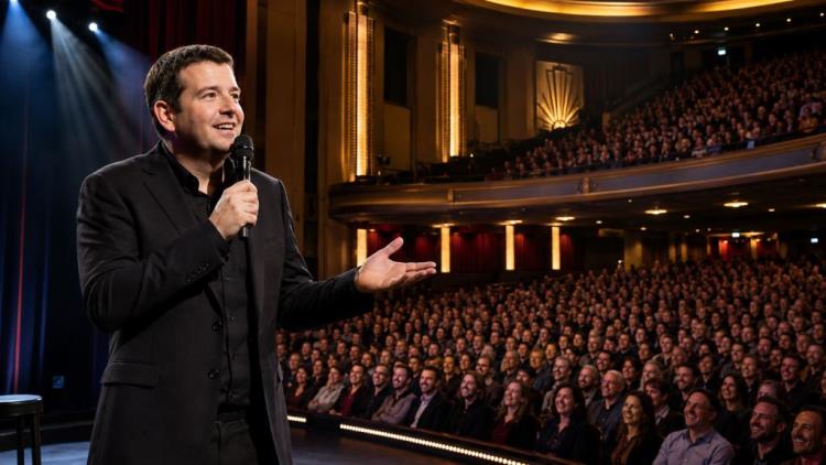 ilustracja AI: Kevin Bridges w Londynie: sześć wyprzedanych występów w Eventim Apollo i powrót do Palladium w 2027 roku