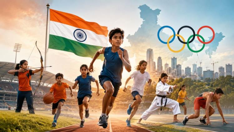 AI illustration: India launches nationwide search for young sports talent with an ambitious target for the 2036 Olympics