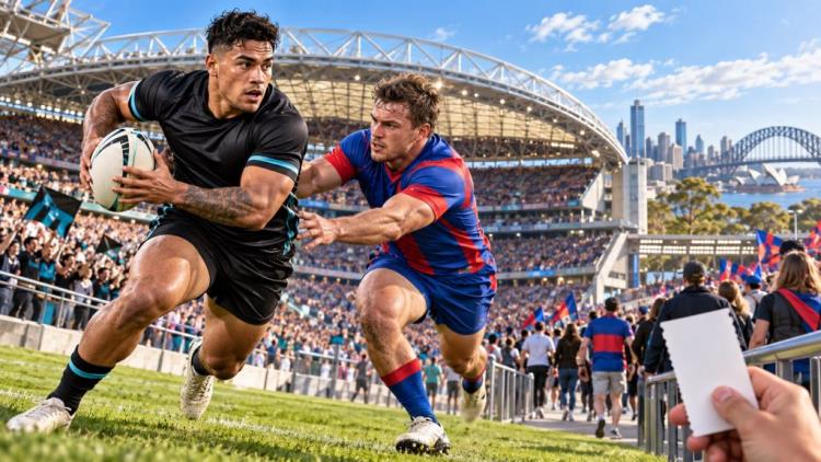 KI-Illustration: Penrith Panthers - Newcastle Knights: Tickets, Anstoß und Fakten zum NRL Preliminary Final 2026 in Sydney
