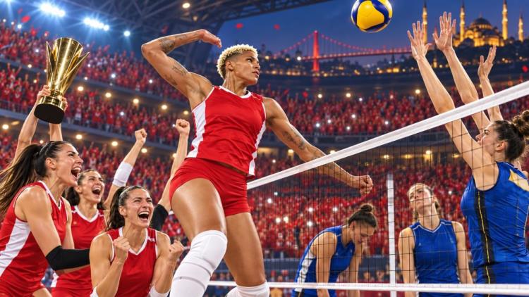 ilustracja AI: Turcja broni mistrzostwa Europy po pięciosetowym finale z Włochami i zdobywa bilet na Los Angeles 2028