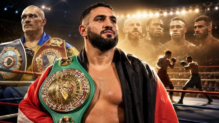 illustration IA: Les ceintures libérées par Usyk et le trône WBC de Kabayel au début d'une course mondiale chez les poids lourds