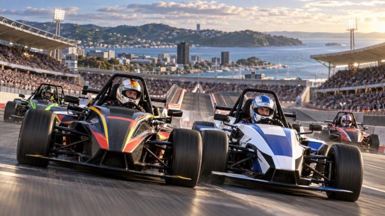 ilustración con IA: Race Of Champions llega por primera vez a Wellington con Vettel, Bottas, Paddon y Mostert confirmados para 2027