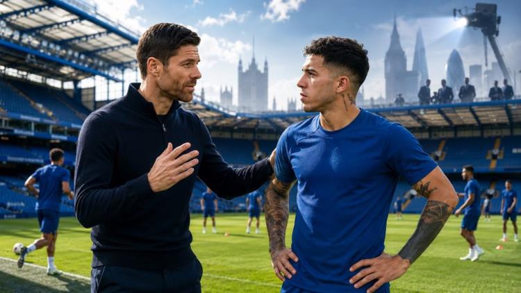 KI-Illustration: Chelsea unter Xabi Alonso: Verbleib von Enzo Fernández trotz Gerüchten um Real Madrid und PSG als Priorität