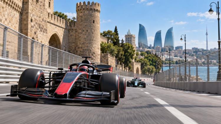 AI illustration: Formula 1 in Baku 2026: Azerbaijan Grand Prix brings a Saturday race on a unique Caspian street circuit