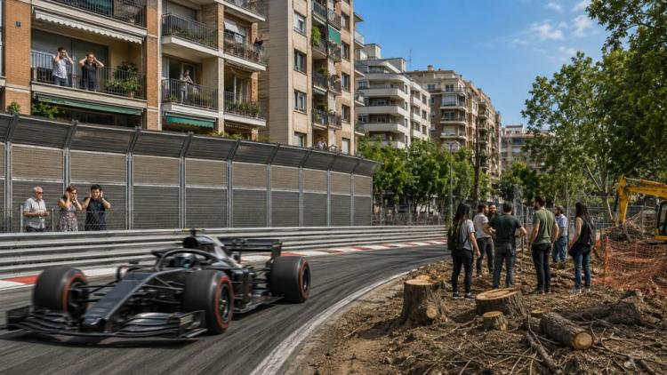 illustration IA: Madring avant son premier GP de F1: bruit, recours juridiques et pression écologique montent à Madrid