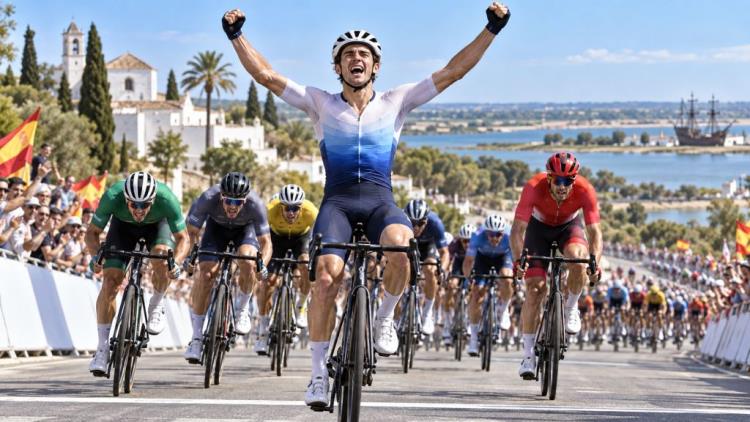 KI-Illustration: Matthew Brennan feiert vierten Sieg bei seinem Vuelta-Debüt, Enric Mas verteidigt nach Etappe 16 Rot