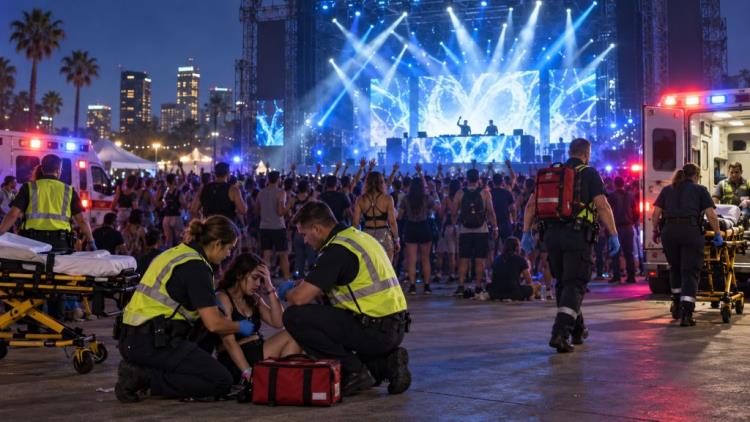 KI-Illustration: The Chainsmokers in San Jose: 14 Menschen nach Konzert des Elektro-Duos im Discovery Meadow im Krankenhaus