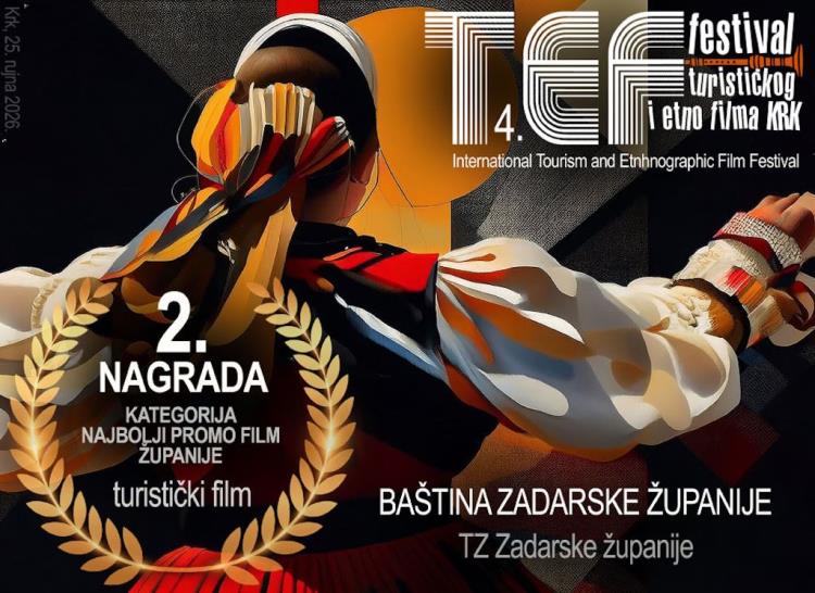 Film 'Baština Zadarske županije' wins second prize in county promotional film category at TEF Fest Krk 2026