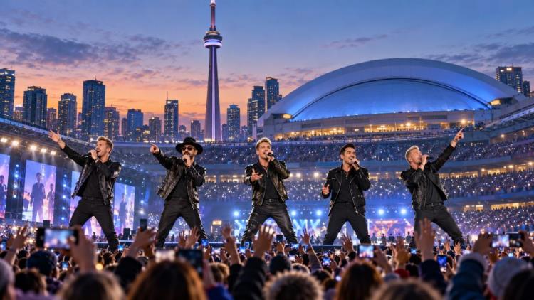 KI-Illustration: Backstreet Boys in Toronto: 11 Konzerte im Rogers Centre, zwei neue März-Termine 2027 wegen hoher Nachfrage