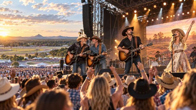 AI illustration: CMC Rocks QLD 2027: Brooks & Dunn, Eric Church and Ashley McBryde lead the festival's 20th anniversary edition