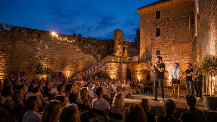 AI ilustracija: PANČ Stand Up Festival u Svetvinčentu: regionalna završnica komedije u povijesnom kaštelu Morosini-Grimani