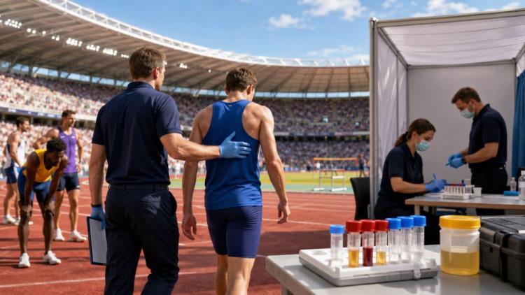 AI illustration: UKAD anti-doping programme at European Athletics Championships in Birmingham with targeted blood and urine testing