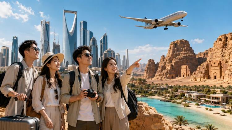 AI ilustracija: Saudijska Arabija cilja kineske turiste: vodič kroz letove, vize, Rijad, AlUlu, Crveno more i Vision 2030