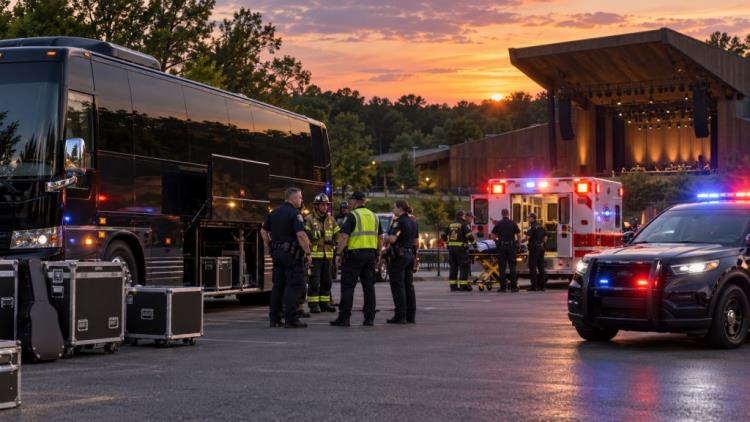 illustration IA: Concert de Squeeze annulé en Virginie: un travailleur meurt sous un bus de tournée avant le show à Wolf Trap