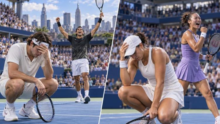 ilustracja AI: US Open pełen zwrotów: Fritz traci 2:0, Keys 5:0 i piłkę meczową przeciw Zheng Qinwen w Nowym Jorku 2026