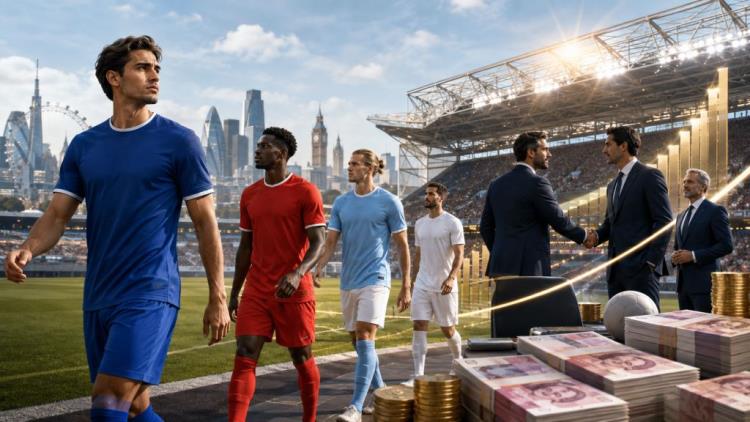ilustración con IA: La Premier League bate su récord de gasto con 3.480 millones de libras en fichajes durante el verano de 2026