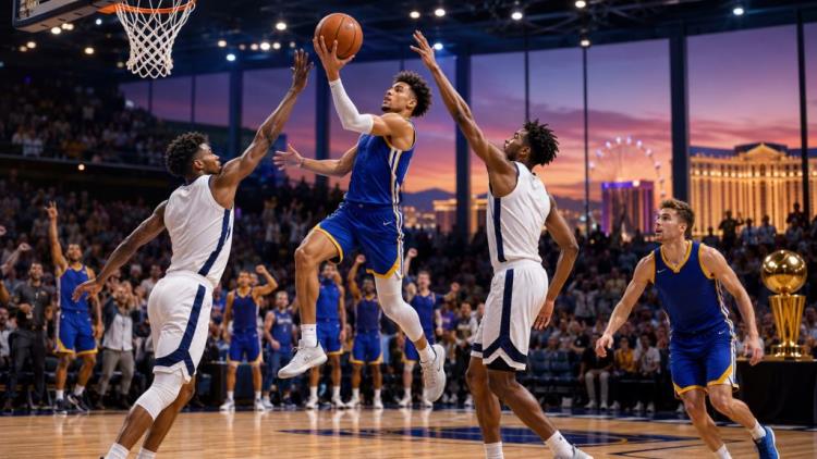 ilustracja AI: Golden State Warriors odrabiają straty i zdobywają tytuł NBA Summer League 2026 po finale z Memphis w Las Vegas
