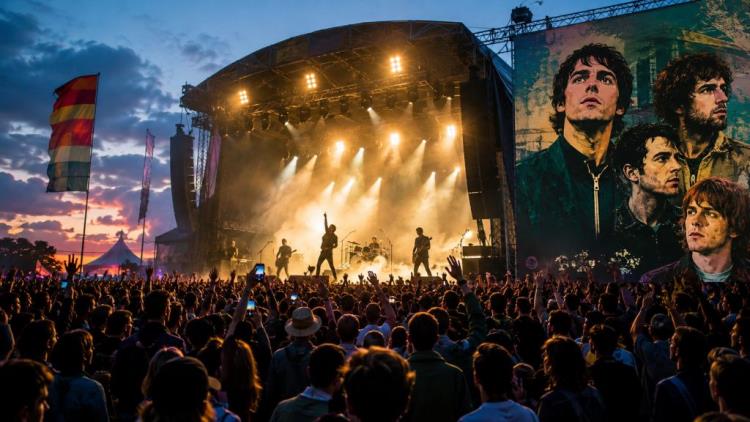 KI-Illustration: Fontaines D.C. spielen "Happy For You" erstmals live beim Leeds Festival vor "Dopamine Chamber"-Start