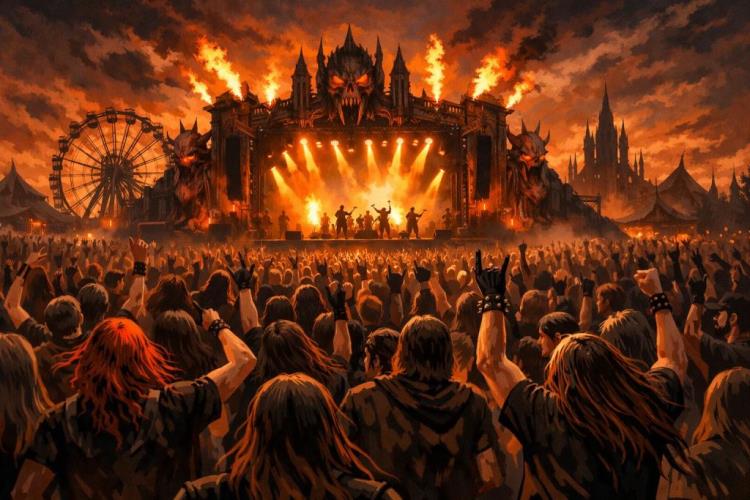 AI ilustracija: Ulaznice za Hellfest ulaznice za Clisson festival s Limp Bizkitom, Megadethom i šest žanrovski različitih pozornica — Hellfest Festival, Clisson — subota, 20. lipnja 2026.