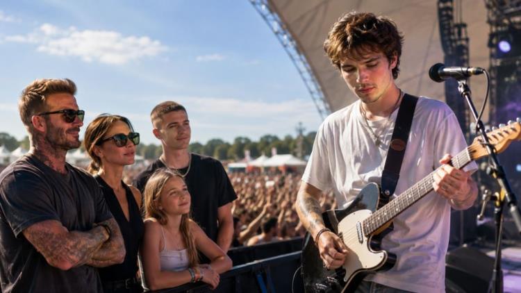 AI illustration: Cruz Beckham at Reading Festival with The Breakers: David and Victoria support the new Wear & Tear era