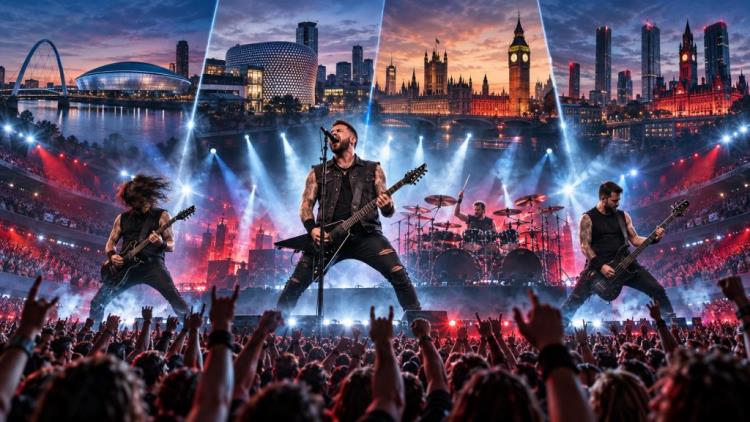 AI illustration: Bullet For My Valentine announces biggest UK arena tour with Pendulum and new album 'Social Apocalypse'