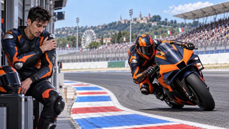 ilustración con IA: Maverick Viñales se pierde Misano y Pol Espargaró vuelve a tomar la Tech3 KTM RC16 en el GP de San Marino