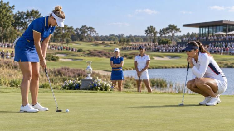 illustration IA: Solheim Cup à 8-8 avant les simples: l'Europe et les États-Unis joueront le trophée en 12 duels aux Pays-Bas