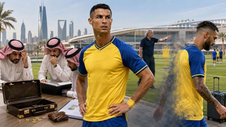 KI-Illustration: Al Nassr unter Finanzdruck: Gehälter offen, Transfers gestoppt und Brozovics Abgang reißt eine Lücke