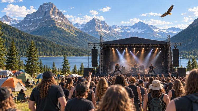 AI illustration: Fire in the Mountains 2027: Godspeed You! Black Emperor, Nevermore and Russian Circles lead first lineup wave
