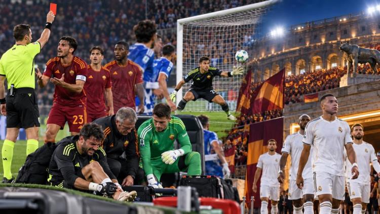 AI illustration: Roma without Svilar after Como 0-0 and Malen red card: Real Madrid home clash in the Champions League