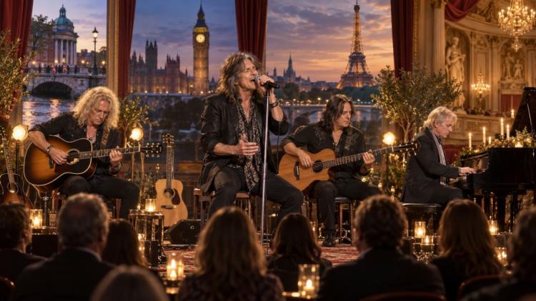 AI illustration: Foreigner announces intimate 2027 Unplugged tour across four European cities with guest Billy Lockett