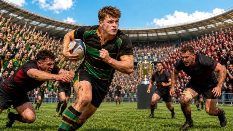 AI illustration: Henry Pollock in Premiership final: Northampton Saints face Exeter Chiefs in major test of rising talent