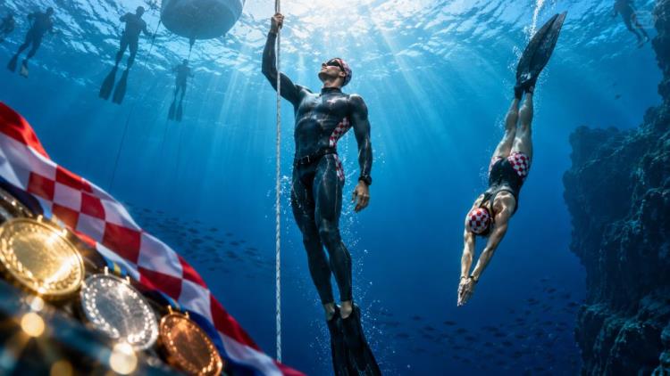 AI ilustracija: Sedam hrvatskih medalja na Svjetskom prvenstvu u ronjenju na dah: dva zlata Klovara i dva srebra Delije
